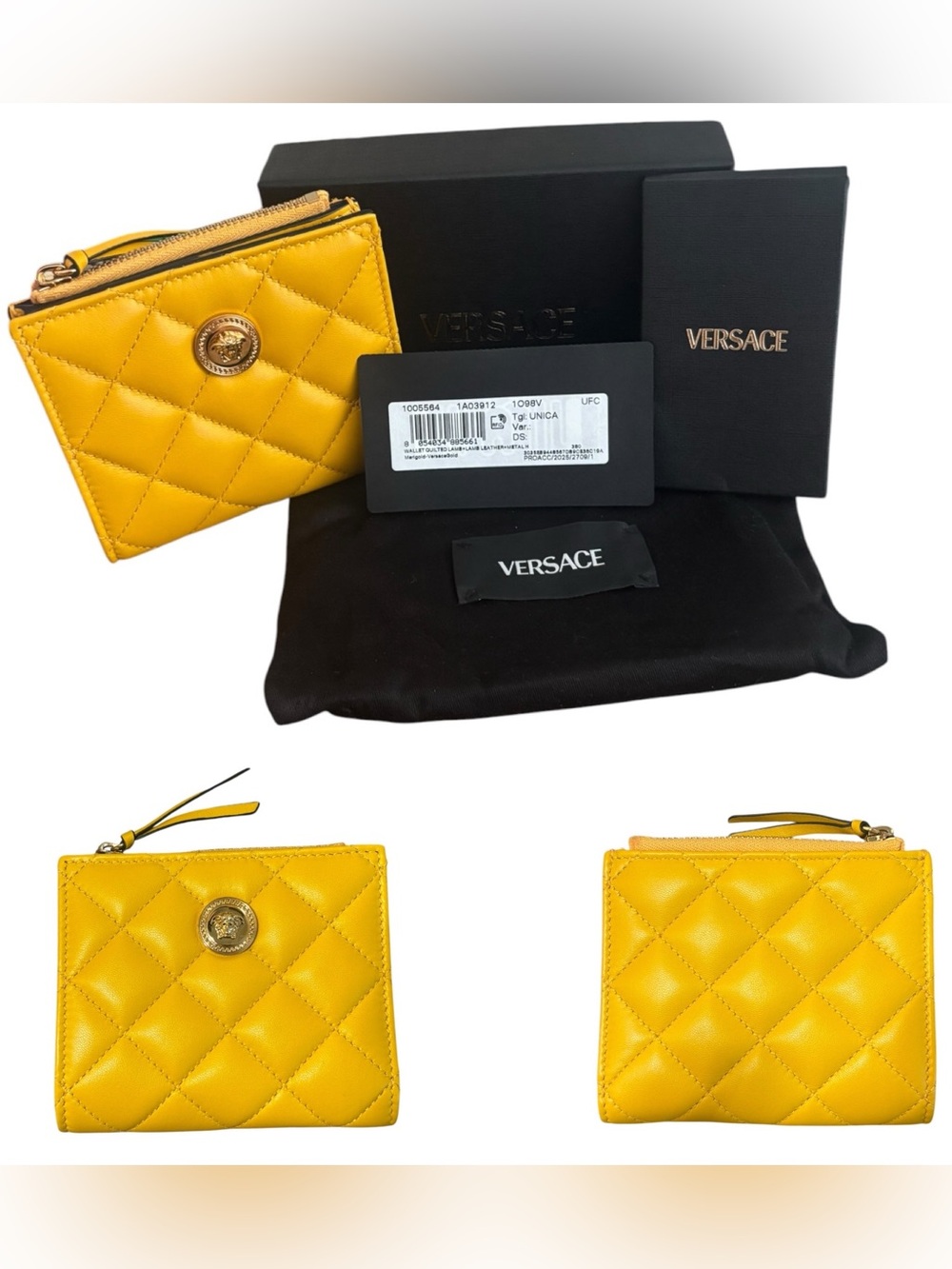 Versace La Medusa Marigold Quilted Lamb Wallet
